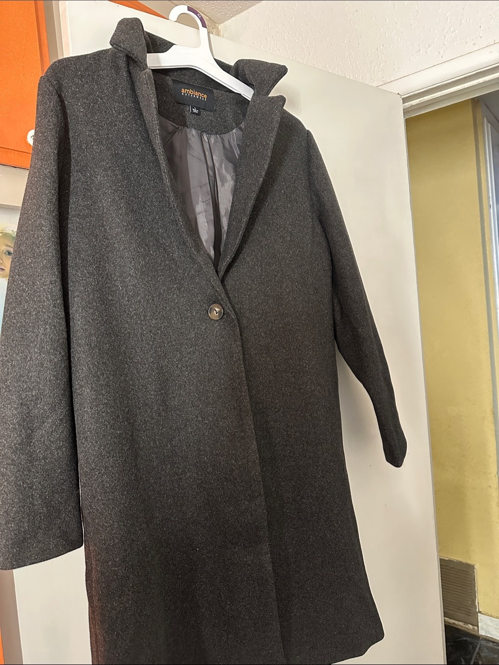 Ambiance Charcoal Gray Single-Button Trench Coat